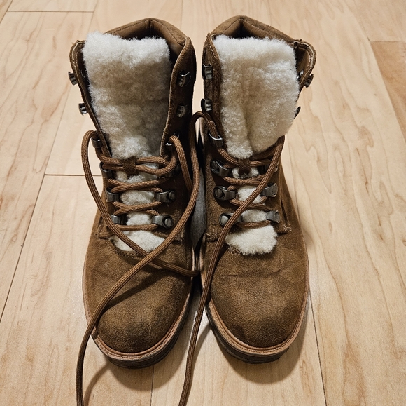 INDIGO RD. INDIRAN2 brown faux suede fur lace up lug sole booties 6 - Picture 3 of 4